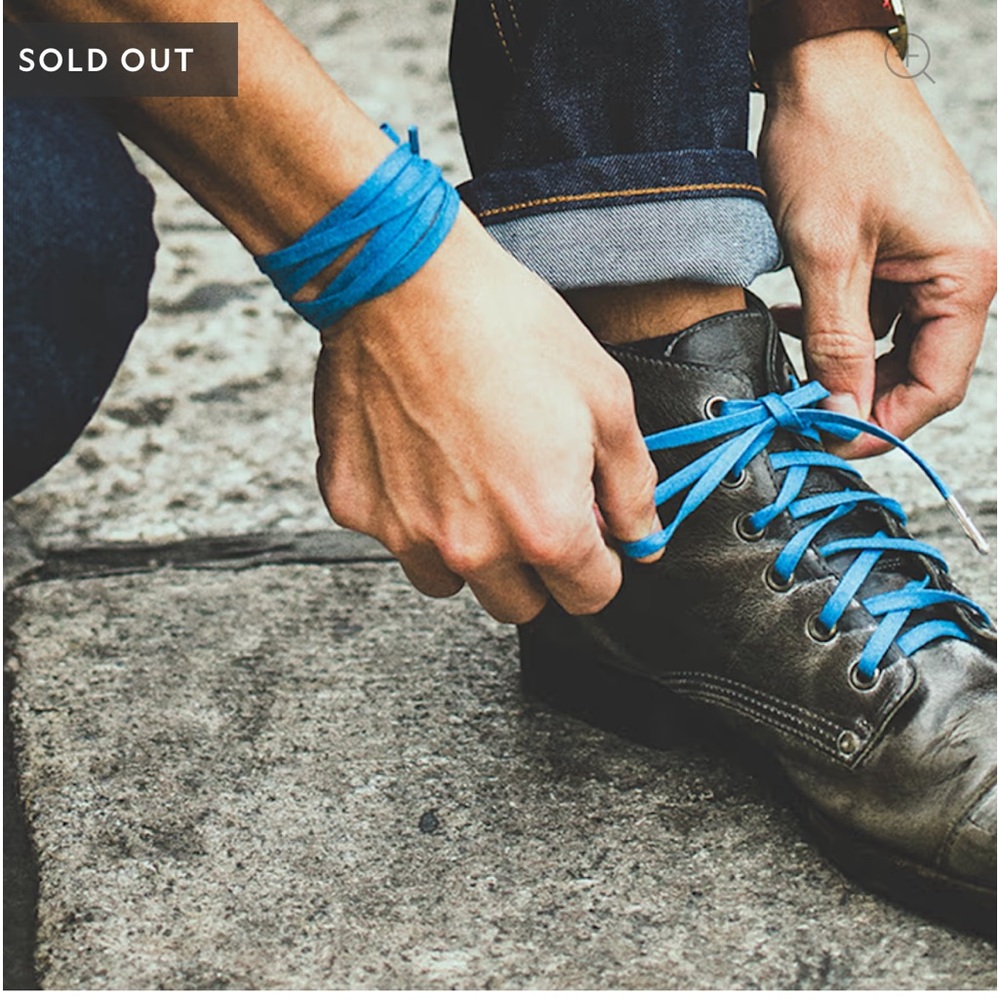 The Bluelace Project high-density, waxed, canvas, baby blue 51″ shoe/bootlaces